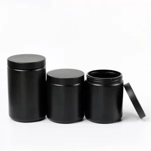 Black 500ml Plastic Powder Jars
