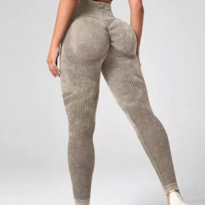 Women Solid Lightweight Breathable Eco-Friendly Quick Dry Outdoor Elastic Compression Scrunch Back Seamless Spandex/Nylon Yoga