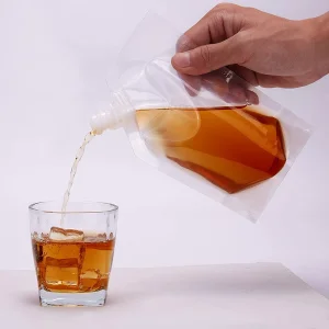كيس غذائي مع فوهة كيس قائم مع فوهة بلاستيكية لزجاجة مياه الشرب