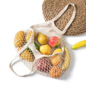 Wholesale Cheap Large Reusable Eco Friendly Fruit Net Bag Cotton Mesh Shopping Tote Bags for Fruits and Vegetables