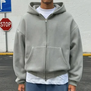 YITE Custom 100% Cotton Double Zipper Hoodies Blank Thick Fleece