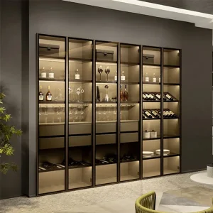 Modern Italian Nordic Wooden Wine Cabinet Design Glass Bar Living Room Furniture Wine Rack Cabinet