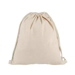 Customized Logo Natural Canvas Cotton Drawstring Bag