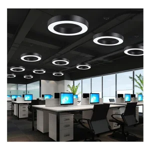 Modern Circle Linear Pendant Light Large Curve LED Ceiling Hanging Lamp C-shaped Chandeliers For Office School Supermarket