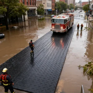 UV Resistance Blue Tan Plastic Flexible Beach Access Mat for Pathway
