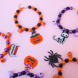 Halloween Pet Collars Cat Dog Pearl Necklace Ornaments Pumpkin Hat Skull Spider