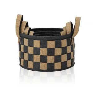 Famous Bedroom office use wood felt woven storage basket set Manufacturer, Pricelist
