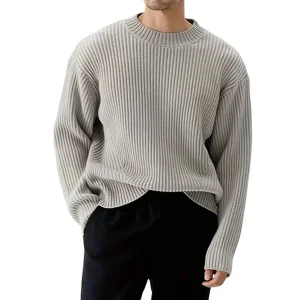 Custom Rib Men Knit Sweater Cotton Pullover