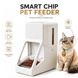 4L Smart RFID Chip Identification WiFi APP Control Automatic Pet Feeder for Multi Pet Families Dual Power Supply