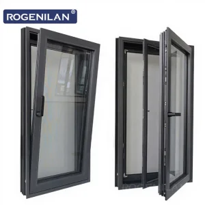 Rogenilan NO.1 Aluminum Double Glass Casement Window Triple Glaze Tilt Turn Or Awning Swing Windows For House With Screen