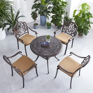 Backyard Cast Aluminum Patio Chair and Table