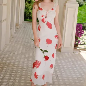 Vestido Maxi Casual de Cuello en V Estampado