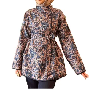 Womens Ethnic Pattern Quilted Dress