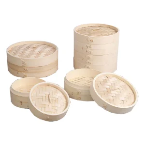 10 Inch Two Cages Natural Bamboo Steamer with Rectangular Design Eco-Friendly Food Grade Customizable Sizes No Pot Cover