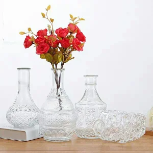 Glass Flower Vase Bud Vase Rustic Wedding Decoration Home Table Decor Accessories Clear Flower Bud Vase Vintage Flower Vase
