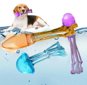 Good Design Dog Floating Toys - Interactive TPR Sea Creature Rope Chew - Outdoor Fetch for Summer