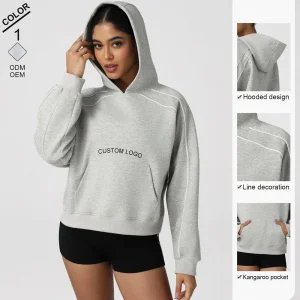 Moletom com capuz feminino casual para esportes, de mangas longas, para corrida, roupa de fitness ao ar livre