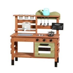 Unisex Preschool Play Set Outdoor Wooden Kitchen Pretend Play for Fun Role Play Set Cooking Games for Kids' Outdoor Activities