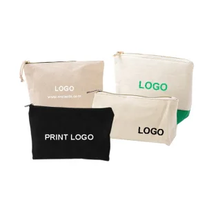 Custom logo Size Private Label Women Travel Make up Bag Large Capacity Money Cotton Canvas Makeup Pouch Cosmetic Bag with Zipper