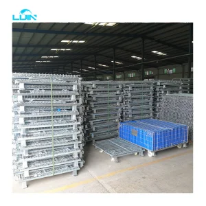 Folding Wire Mesh Storage Cage Containers