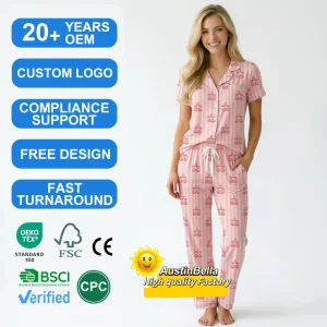 Manufacturer Custom Luxury Short Sleeve Summer Women's Pajamas Sets Bamboo Viscose Modal Tencel Pajamas for Women High-quality