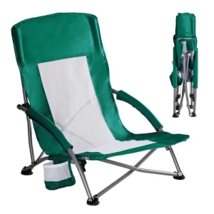 Camping Folding Beach Chair with Cup Holder and Mesh Back