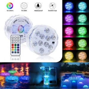 LED Remote Control Diving Light RGB Colorful Luminous Waterproof Light Swimming Pool Magnet Sucker Diving Spa Light