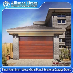 Modern Aluminum Automatic Garage Doors with Faux Wood Finish