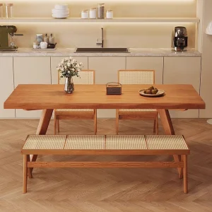Modern bamboo dining table chair set 6 seater foldable
