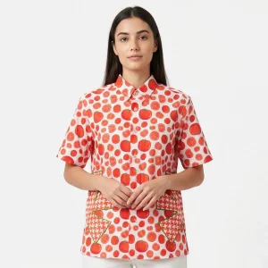 Camisa de manga curta com estampa de tomate