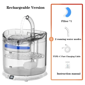 Wireless Rechargeable Battery Operated Cat Water Fountain