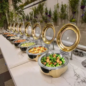 Commercial Hotel Rose Gold Buffet Stove Stainless Steel 6L Chafing Dishes Buffet Heater Warmer