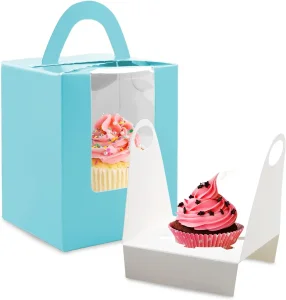 Wholesale Custom 1-Cell Cupcake Box with Handle & Window White Kraft Paper Muffin Pastry Packaging Box Manufacturers, Factories