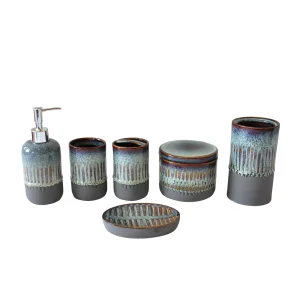Buy Wabi-Sabi Kiln-Change Gradient Vertical Striped Stoneware Bathroom Set Manufacturers, Exporter