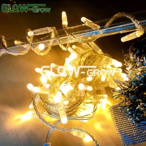 Fio de LED de Natal em Branco Quente CE RoHS PVC para Decoração de Férias ao Ar Livre no Pátio