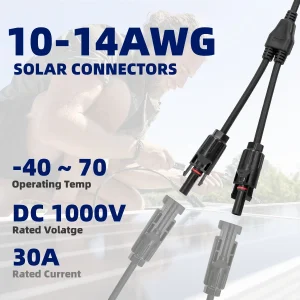 IP67 مقاوم للماء 1000V DC 30A موصل فرع الطاقة الشمسية PV 1 إلى 2 قابس كابل متوازي ذكر وأنثى للألواح الشمسية