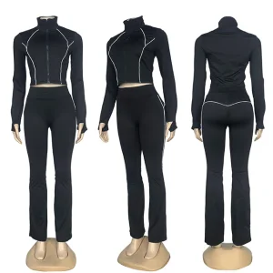 Wholesale &amp; Custom Yoga Wear: Stylish Women's Athletic Set Butt-Lifting, Tummy-Control, Body-Shaping Fitness Top &amp; Pants Set