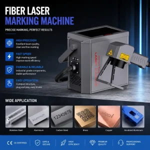 Battery Supply Mini Fiber Laser Marking Machine for Leather Marking with High Speed