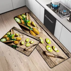 Wholesale Home Area Rug Washable 3D Printed Water-Absorbing Anti Fatigue Kitchen Mat Set