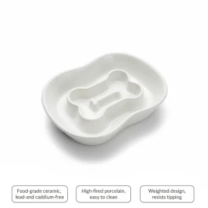 Ceramic Slow Feeder Bowl Dog Bowl for Small Pets, Non-Slip Design
