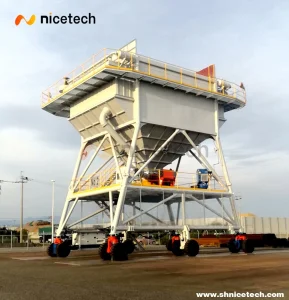 30m3 Solid Tires Wheel Type Powder Self Driven Mobile Dust-Proof Port Eco Industry Steel Hopper Load to Trucks with Dedust System for Bulk Cargo, Grain, Cement