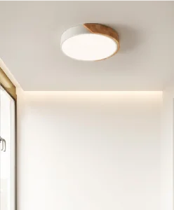 Wood Housing LED Ceiling Light for Living Room Smart Light With Remote Control Dimmable Color Changing Wood Ceiling Lights