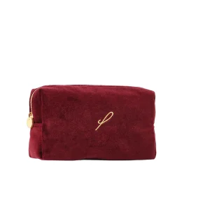 Custom Made Luxury Wine Red Velvet Rectangular Cosmetic Bag