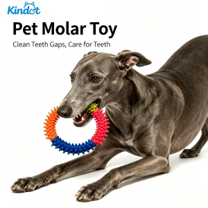Wholesale Durable Bite-Resistant Four-Color Spiked Ring Dog Chew Toy For Medium/Large Breeds-Thermoplastic Rubber Interactive