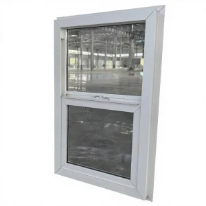 Modern PVC Single Hung Windows Sliding Vertical Open Style Security Latch and Flying Screen UPVC Single Hang Window for House