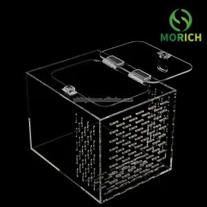 Acrylic Pet Boxes Laser Perforated Breathable clear Acrylic Reptile Display Cases Home Opening Bird case