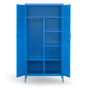 Steel Almirah Clothes Storage Wardrobe Tall Metal Accent Cache Cabinet