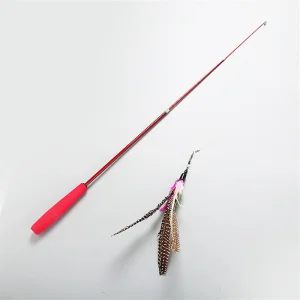 Retractable Wand Teaser with Feather Cat Toy