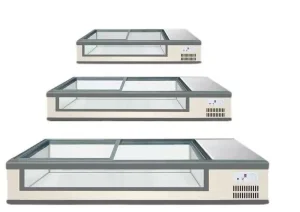 Stall Commercial Island Display Freezer, Small Double-Sided Glass Display Refrigerator for Cold Storage &amp; Freezing