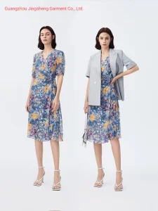 Vestidos de Verão de Moda Atacado para Mulheres, Vestidos de Praia Boho de Seda, Roupas de Festa Casuais com Decote em V, Vestido de Festa